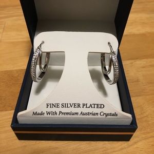 Sofia James New York Crystal Double Double Hoop Earrings Silver-Plate